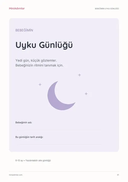 Bebeğimin Uyku Günlüğü PDF kapağı